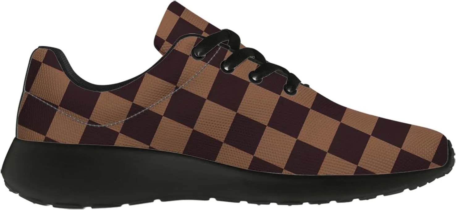 Women's Men's Running Shoes Walking Sneakers Tennis Shoes Checkered Gifts for Women Teens