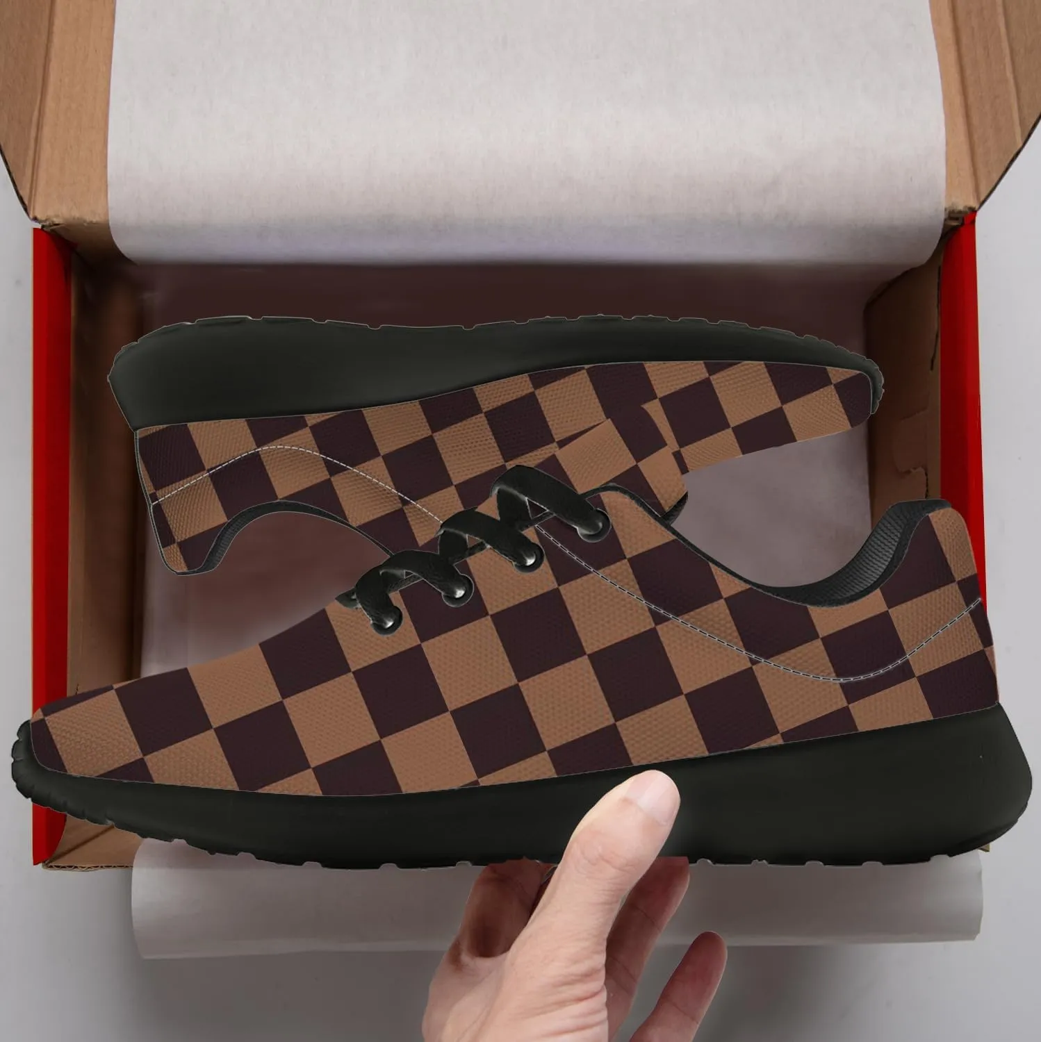Women's Men's Running Shoes Walking Sneakers Tennis Shoes Checkered Gifts for Women Teens