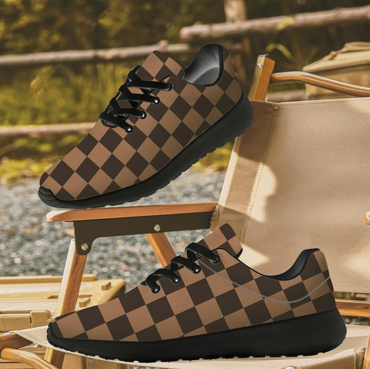 Women's Men's Running Shoes Walking Sneakers Tennis Shoes Checkered Gifts for Women Teens