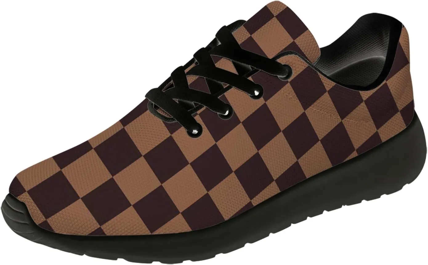 Women's Men's Running Shoes Walking Sneakers Tennis Shoes Checkered Gifts for Women Teens