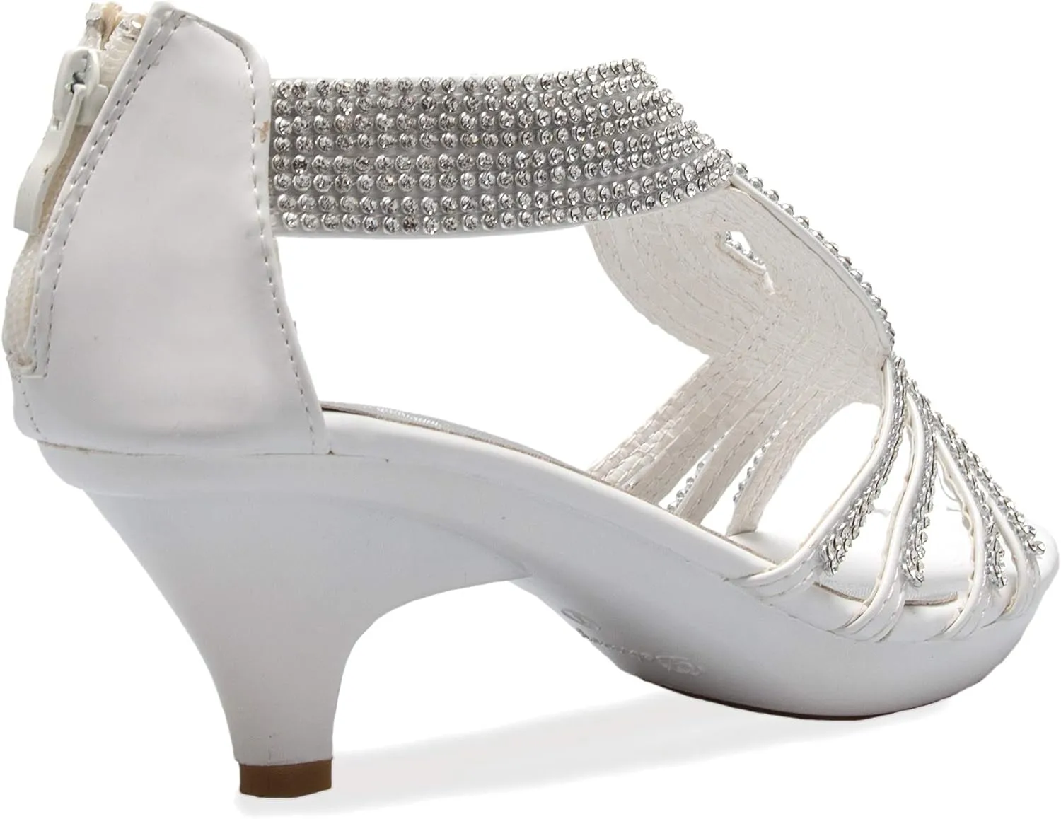 Women's Open Toe Strappy Rhinestone Dress Sandal Low Heel Wedding Shoes