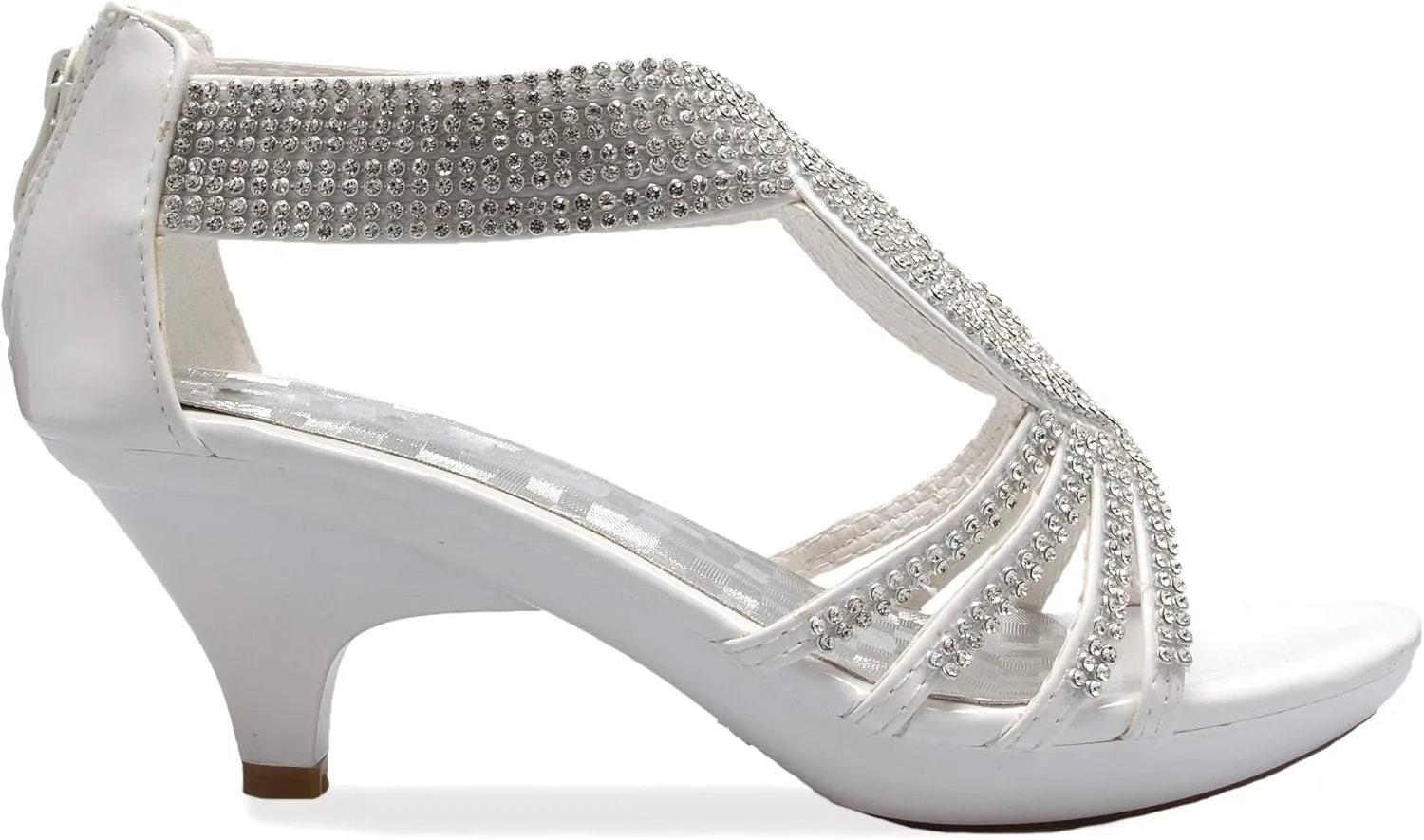 Women's Open Toe Strappy Rhinestone Dress Sandal Low Heel Wedding Shoes