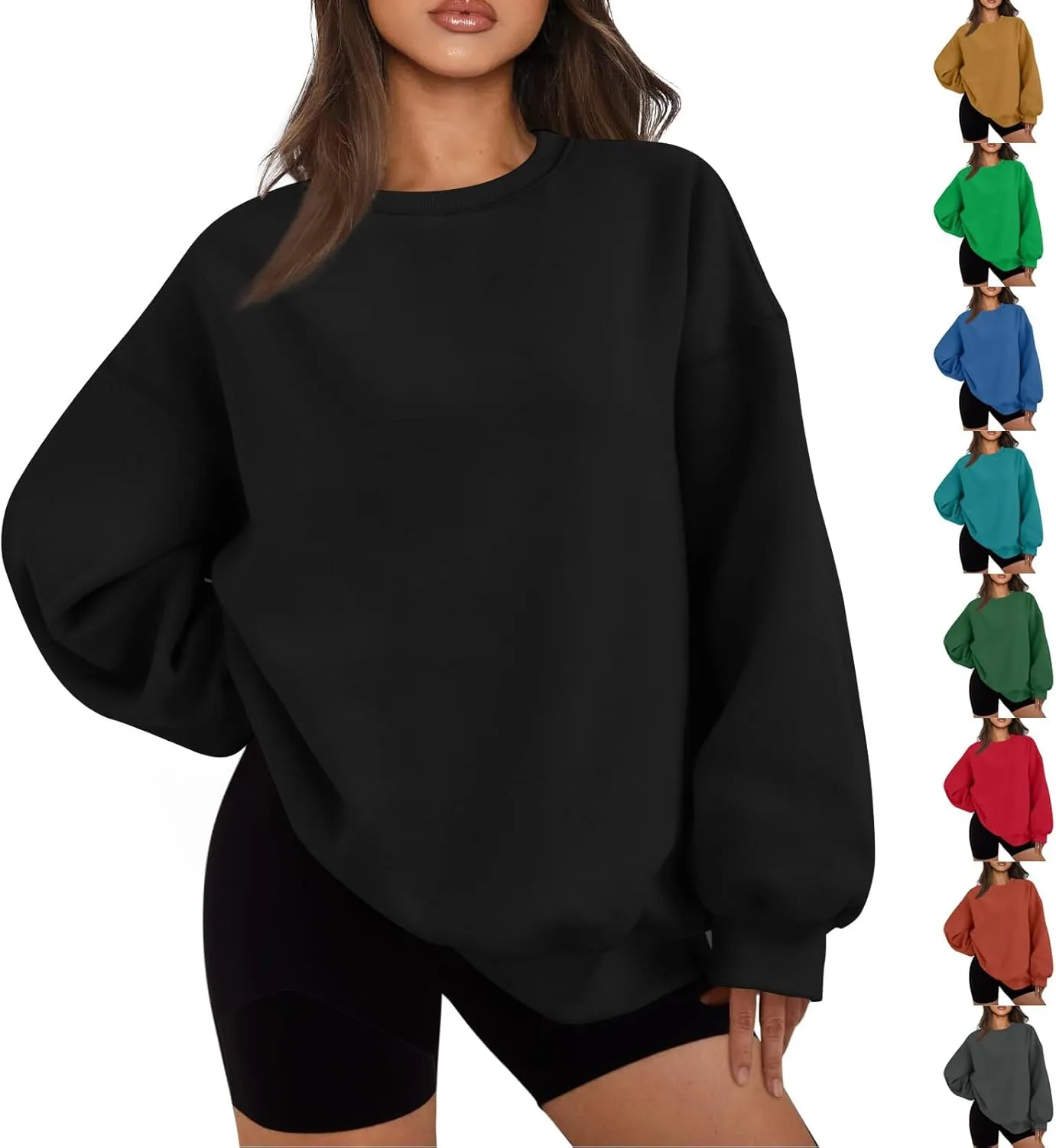 Womens Oversized Sweatshirts Crew Neck Pullover Sweaters Casual Comfy Fall Outfits Clothes 2024