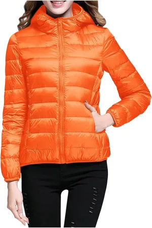 Women's Packable Puffer Jacket Winter Lightweight Quilted Coat Water-Repellent Insulated Thermal Warm Outerwear