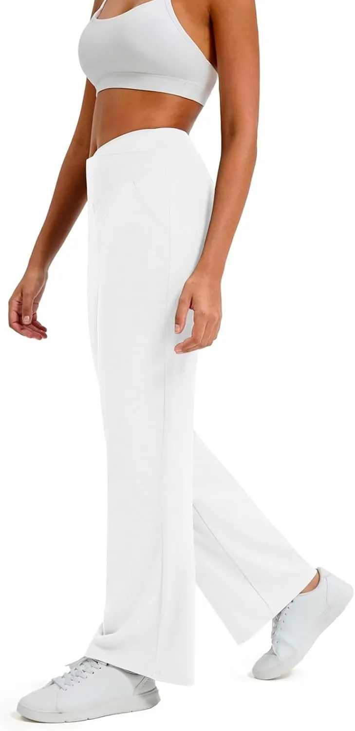 Women's Pants Elastic High Waist Casual Yoga Pants Straight Wide Leg Drawstring Trouser Stretch Baggy Sweatpants with Pockets