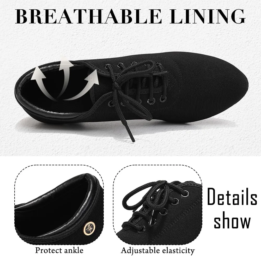 Womens Practice Latin Salsa Ballroom Dancing Shoes for 2 Inch Heel Black