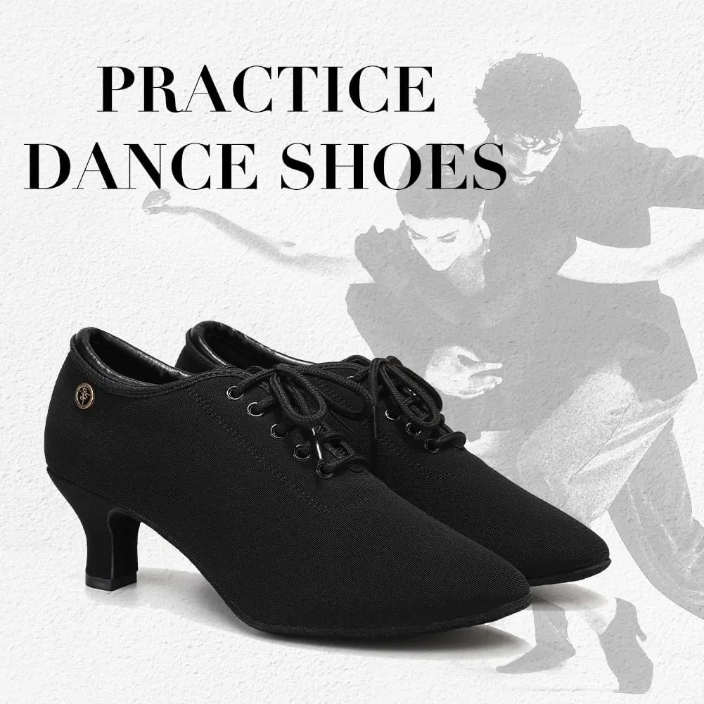 Womens Practice Latin Salsa Ballroom Dancing Shoes for 2 Inch Heel Black