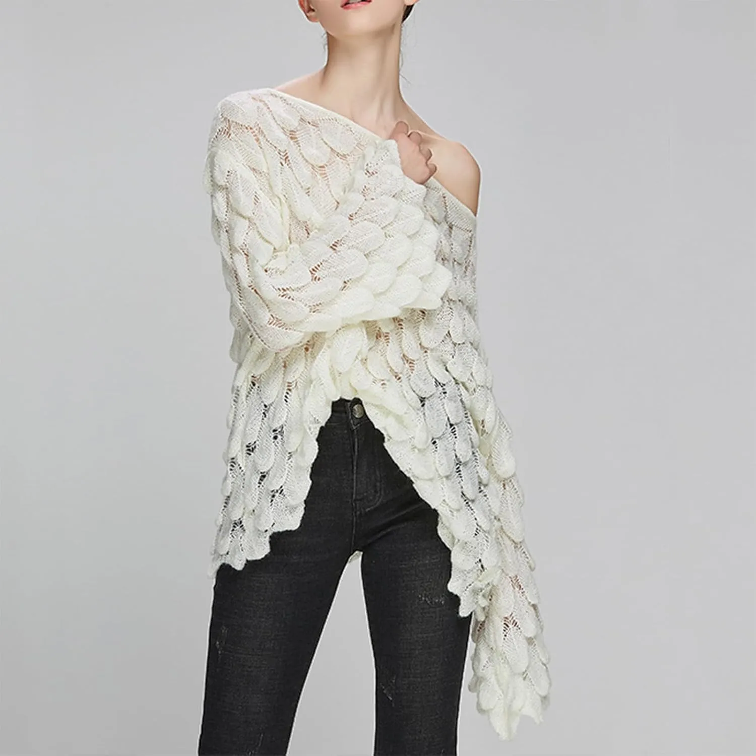 Women's Solid Color Round Neck Bell Sleeve Pullover Knitwear Fashion Short Sweater Sweaters for Women Trendy