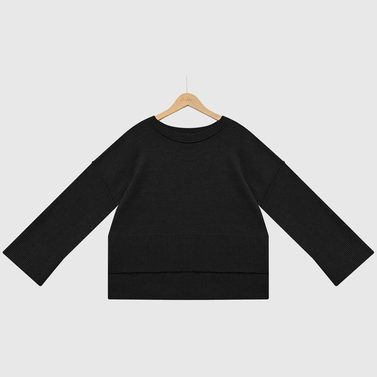 Women's Solid Color Round Neck Bell Sleeve Pullover Knitwear Fashion Short Sweater Sweaters for Women Trendy