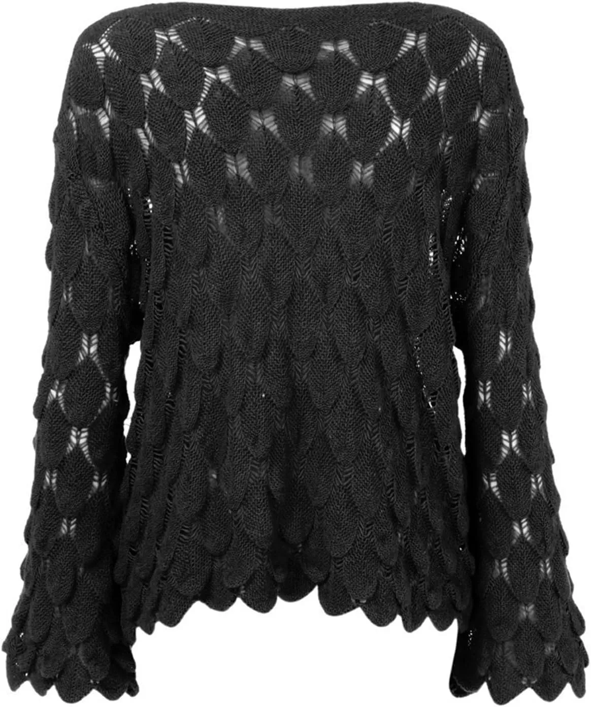 Women's Solid Color Round Neck Bell Sleeve Pullover Knitwear Fashion Short Sweater Sweaters for Women Trendy