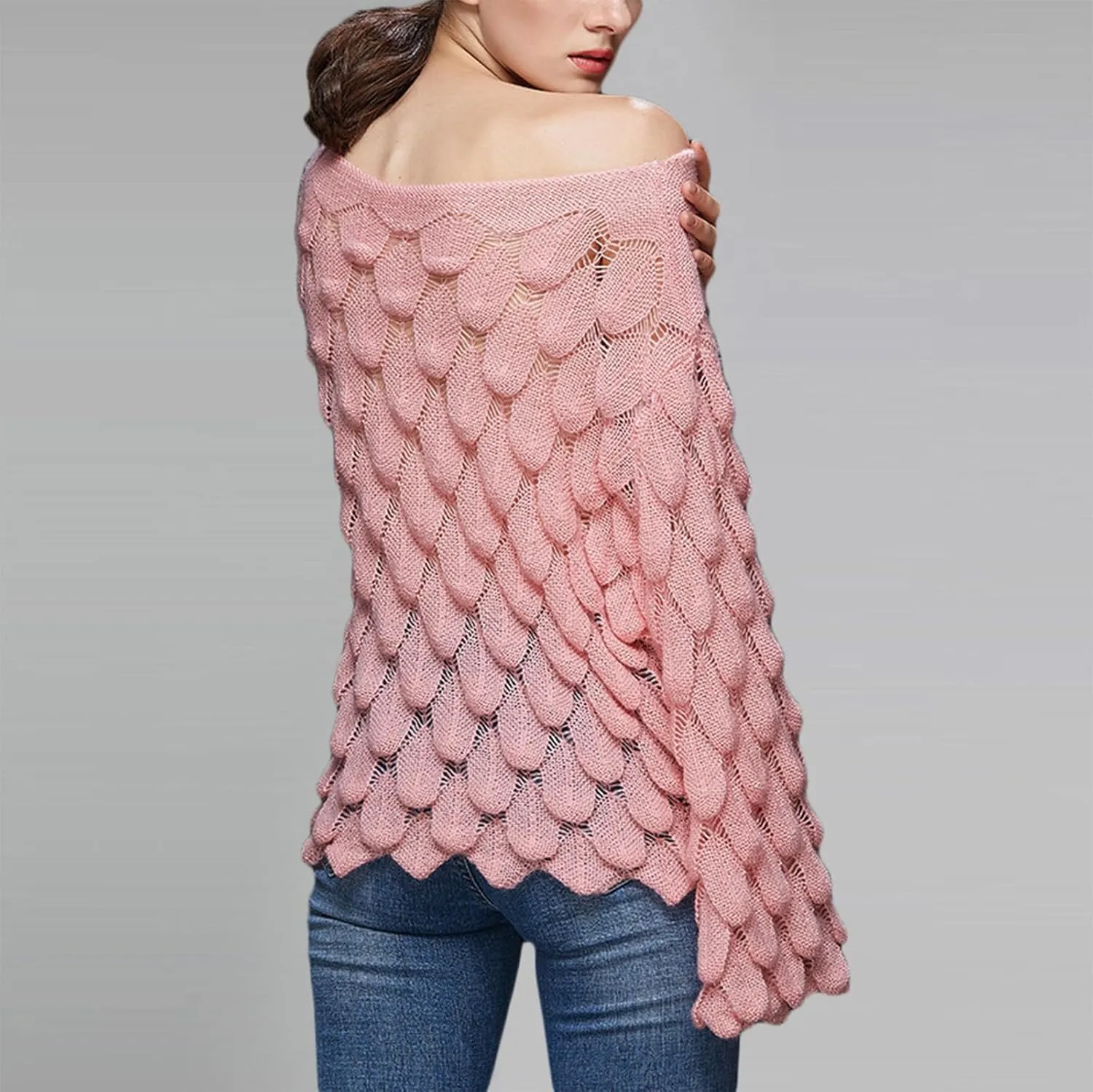 Women's Solid Color Round Neck Bell Sleeve Pullover Knitwear Fashion Short Sweater Sweaters for Women Trendy