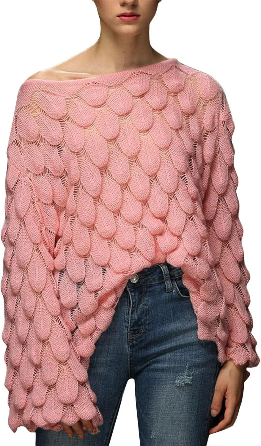 Women's Solid Color Round Neck Bell Sleeve Pullover Knitwear Fashion Short Sweater Sweaters for Women Trendy