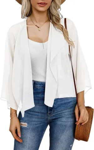 Womens Summer Tops Short Shrugs Kimono Cardigans Casual Chiffon Bolero Jackets