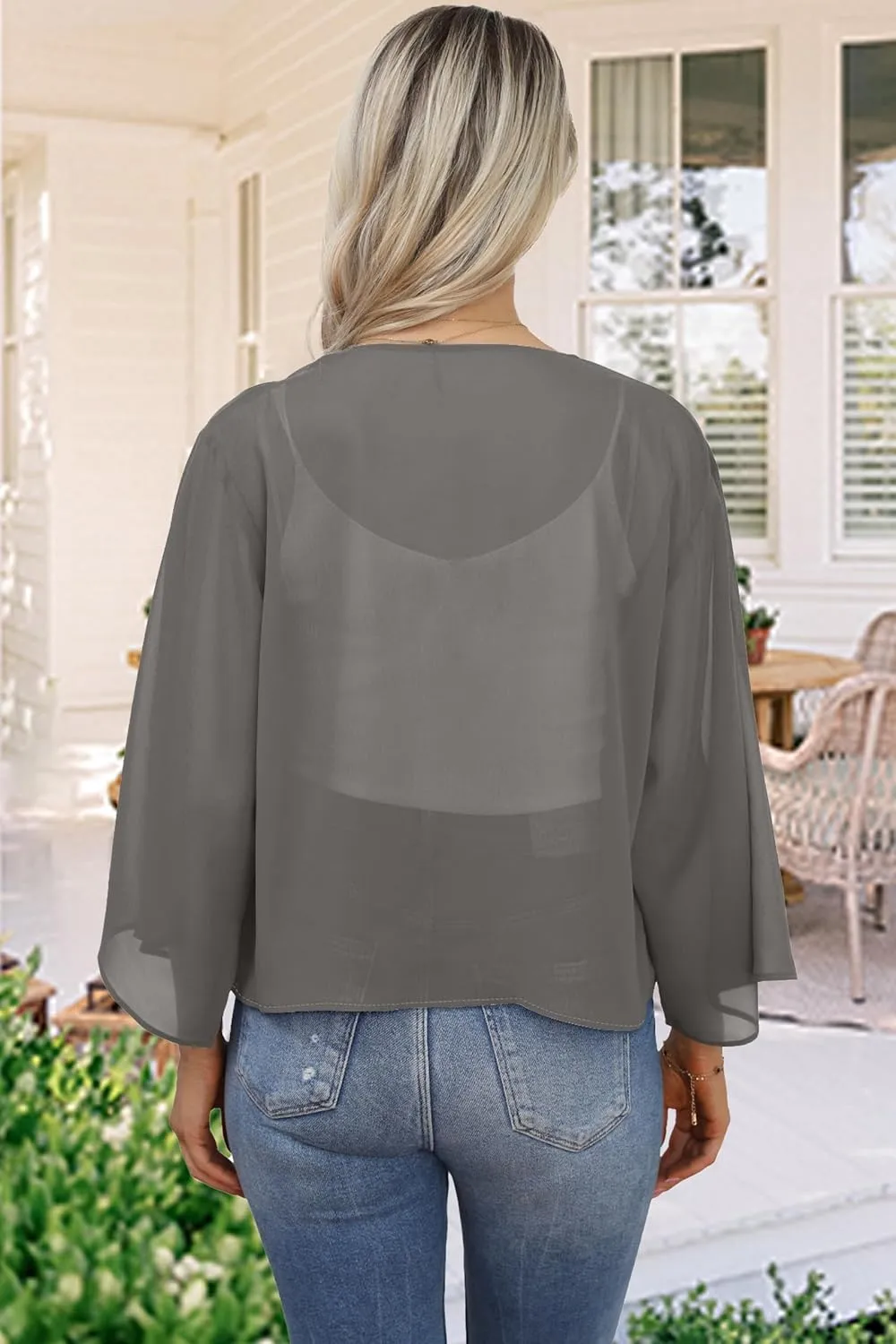 Womens Summer Tops Short Shrugs Kimono Cardigans Casual Chiffon Bolero Jackets