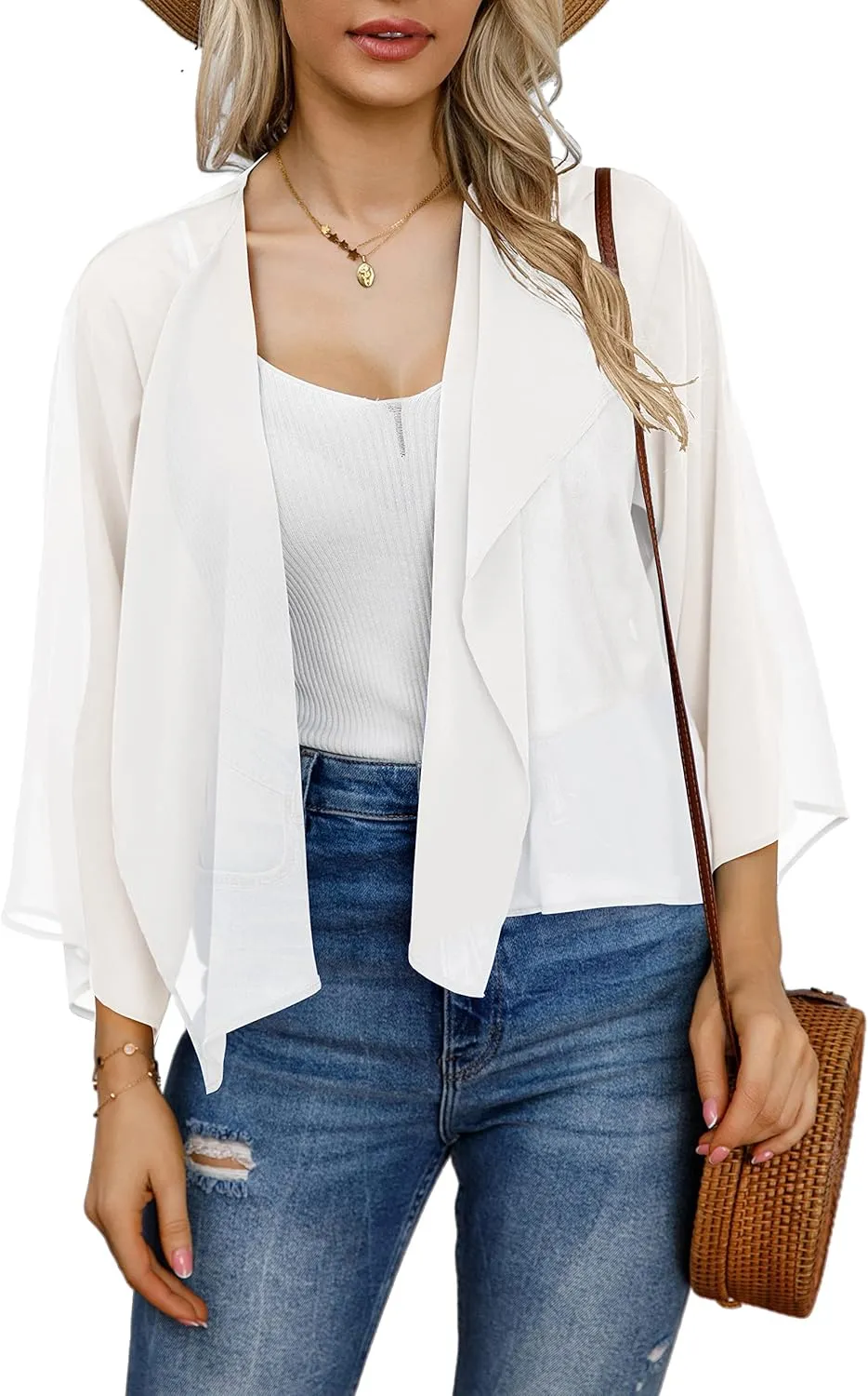 Womens Summer Tops Short Shrugs Kimono Cardigans Casual Chiffon Bolero Jackets