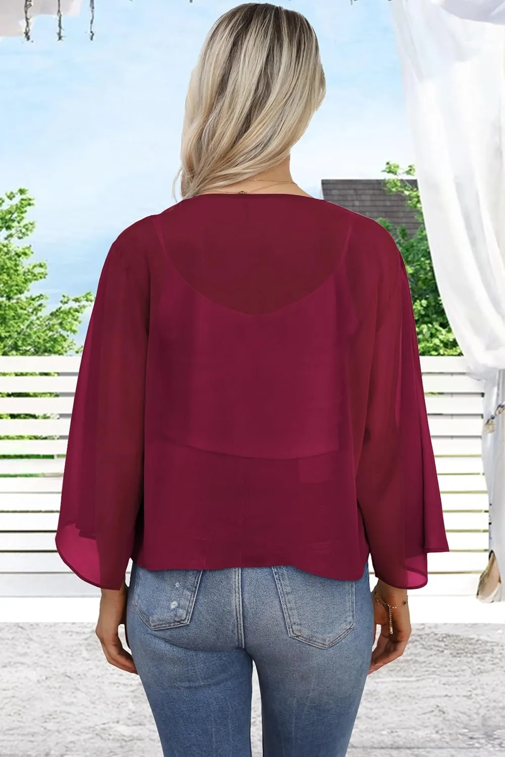 Womens Summer Tops Short Shrugs Kimono Cardigans Casual Chiffon Bolero Jackets