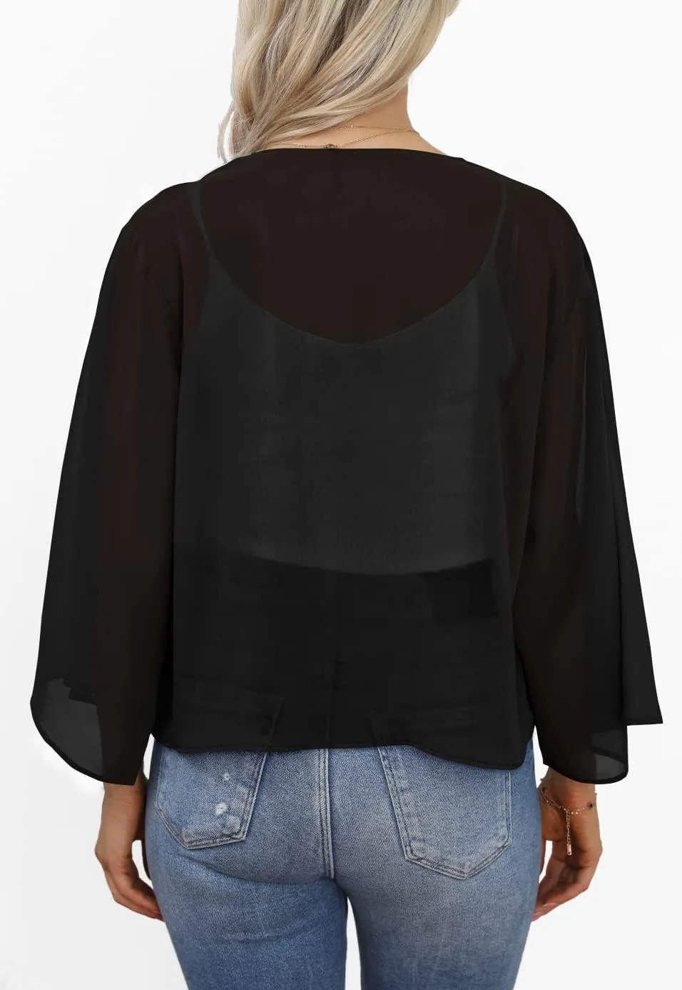 Womens Summer Tops Short Shrugs Kimono Cardigans Casual Chiffon Bolero Jackets