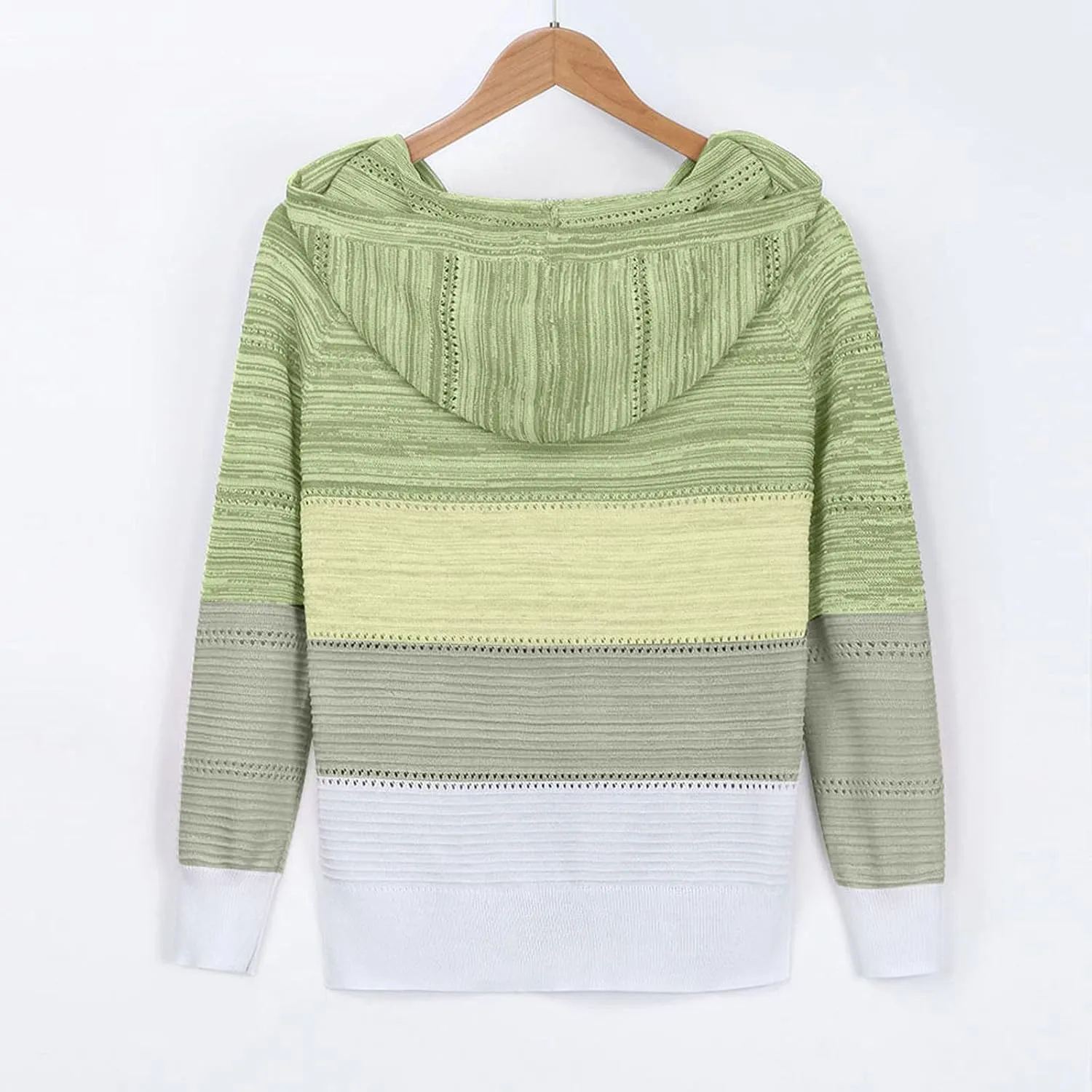 Womens Sweaters V Neck Long Sleeve Sweaters 2025 Fall Fashion Striped Oversized Ribbed Knit Hooides