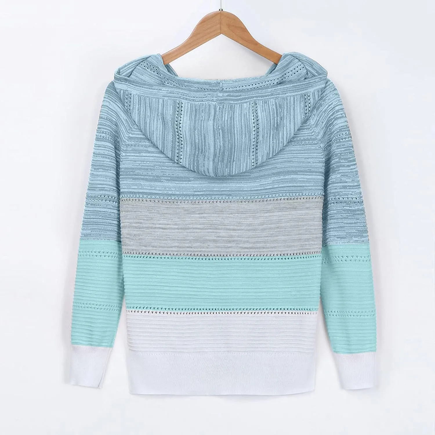 Womens Sweaters V Neck Long Sleeve Sweaters 2025 Fall Fashion Striped Oversized Ribbed Knit Hooides