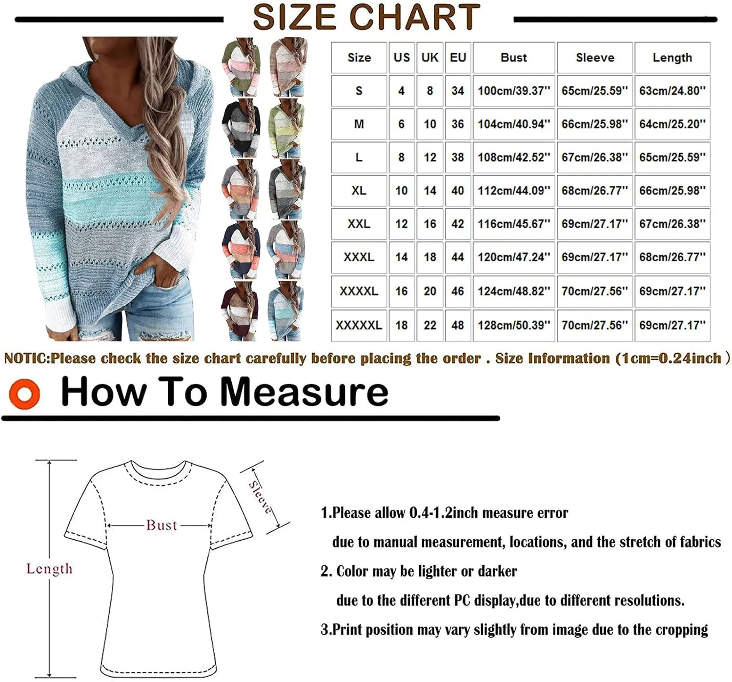Womens Sweaters V Neck Long Sleeve Sweaters 2025 Fall Fashion Striped Oversized Ribbed Knit Hooides