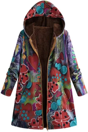 Women's Trench Short Jacket Coat Floral Print Jacket Chinese Style Patchwork Outwear