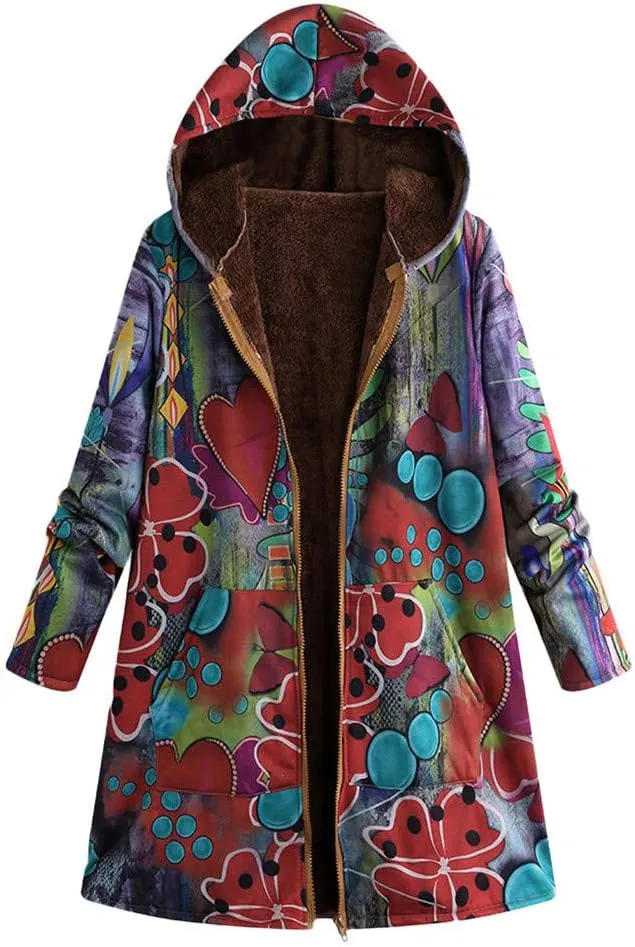 Women's Trench Short Jacket Coat Floral Print Jacket Chinese Style Patchwork Outwear