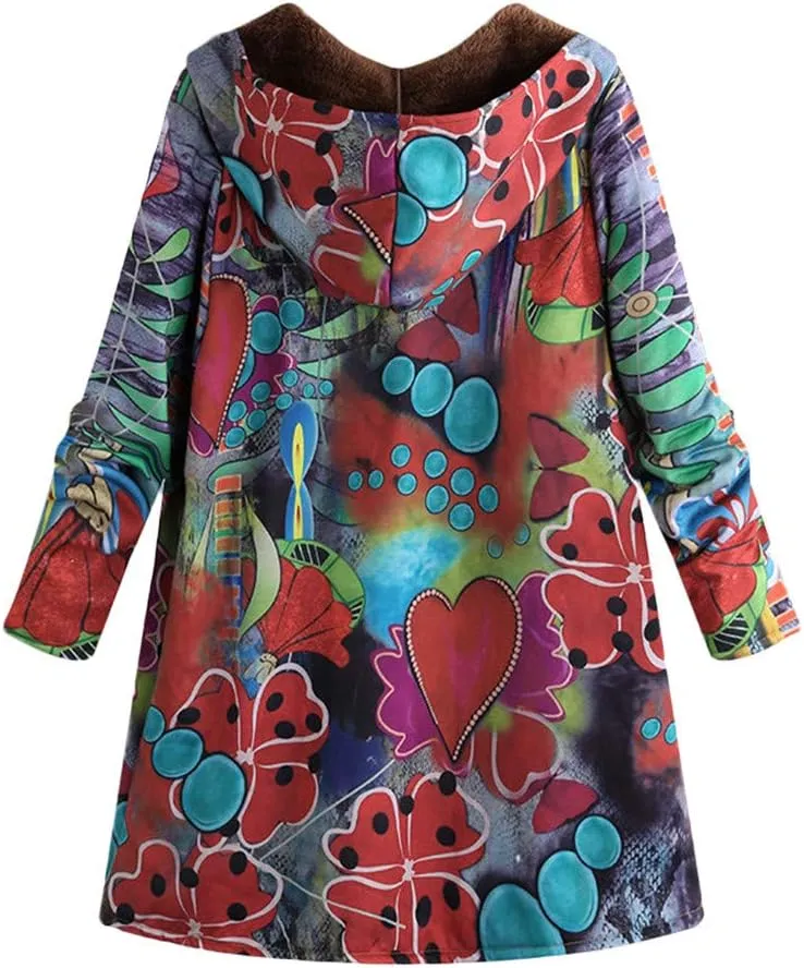 Women's Trench Short Jacket Coat Floral Print Jacket Chinese Style Patchwork Outwear