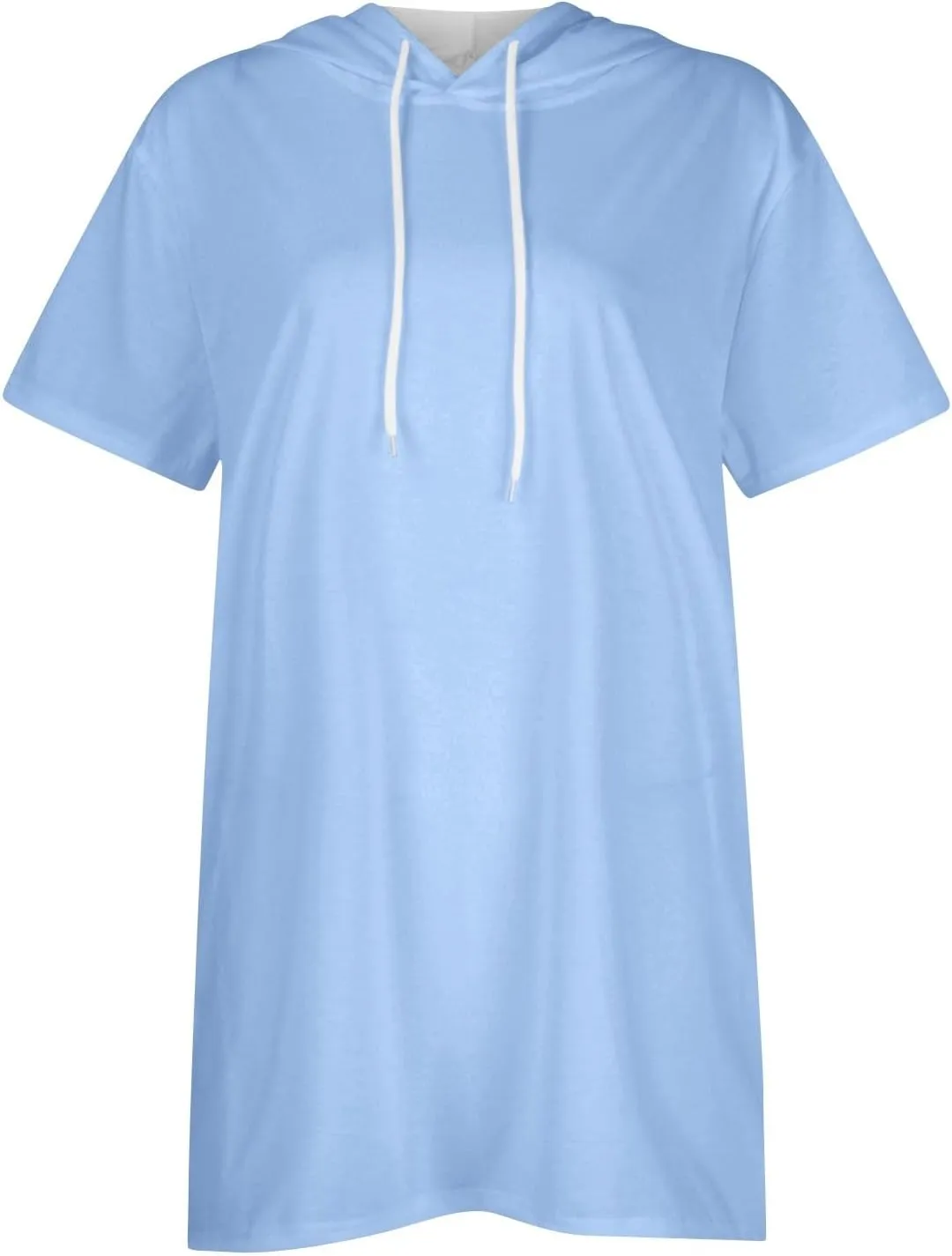 Womens Tunics to Wear with Leggings Oversized Outdoor Sports Hoodies Summer Short Sleeve Hooded Tshirts with Pockets