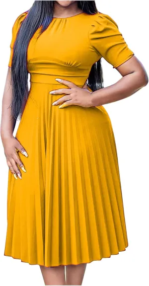 Womens Work Formal Elegant Dresses Ruffle Sleeve Dresses Homecoming Dresses for Women Crewneck Dresses 2025