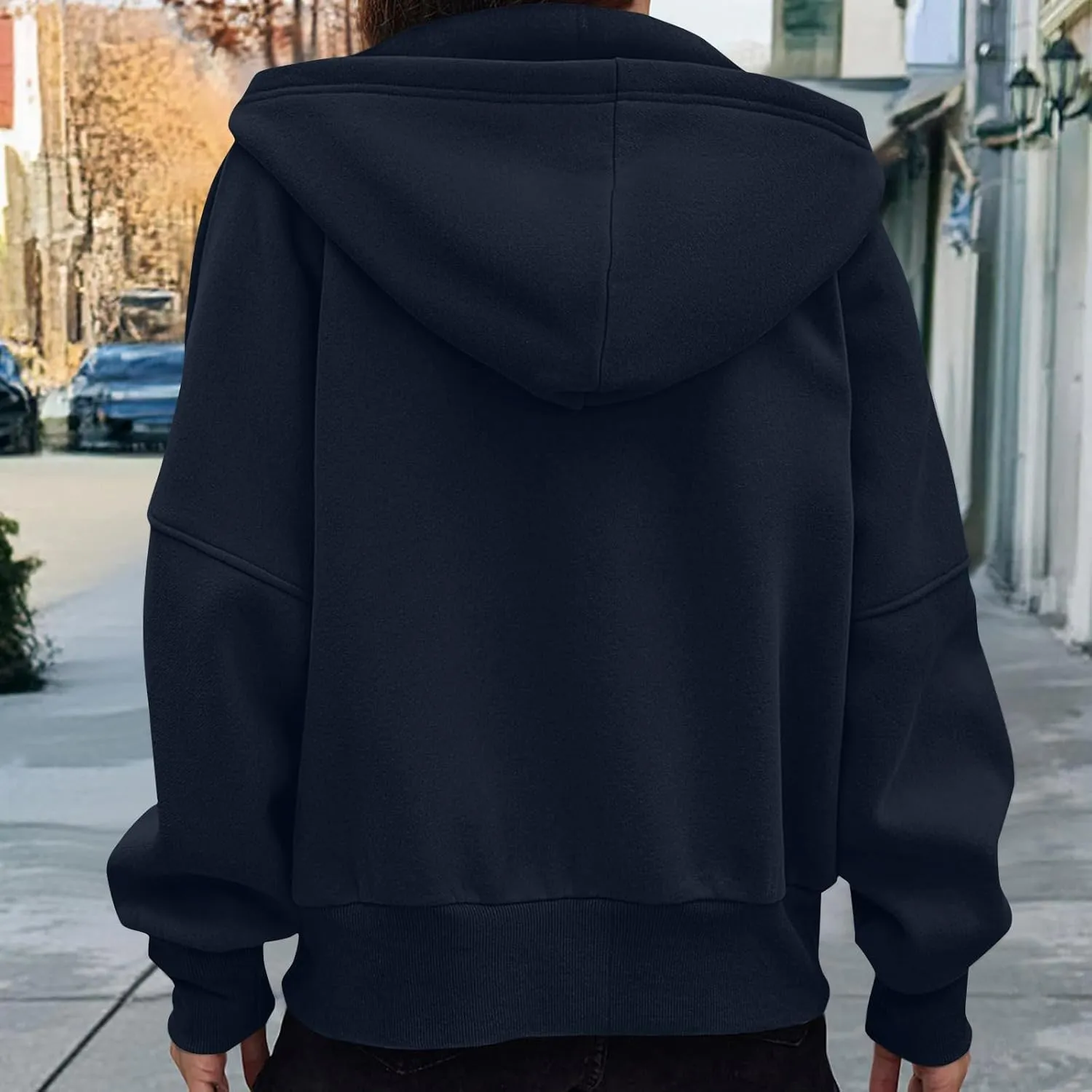 Womens Zip Up Hoodie Fleece Sweatshirt 2025 Fashion Long Sleeve Jacket with Pockets Loose Fit Casual Trendy