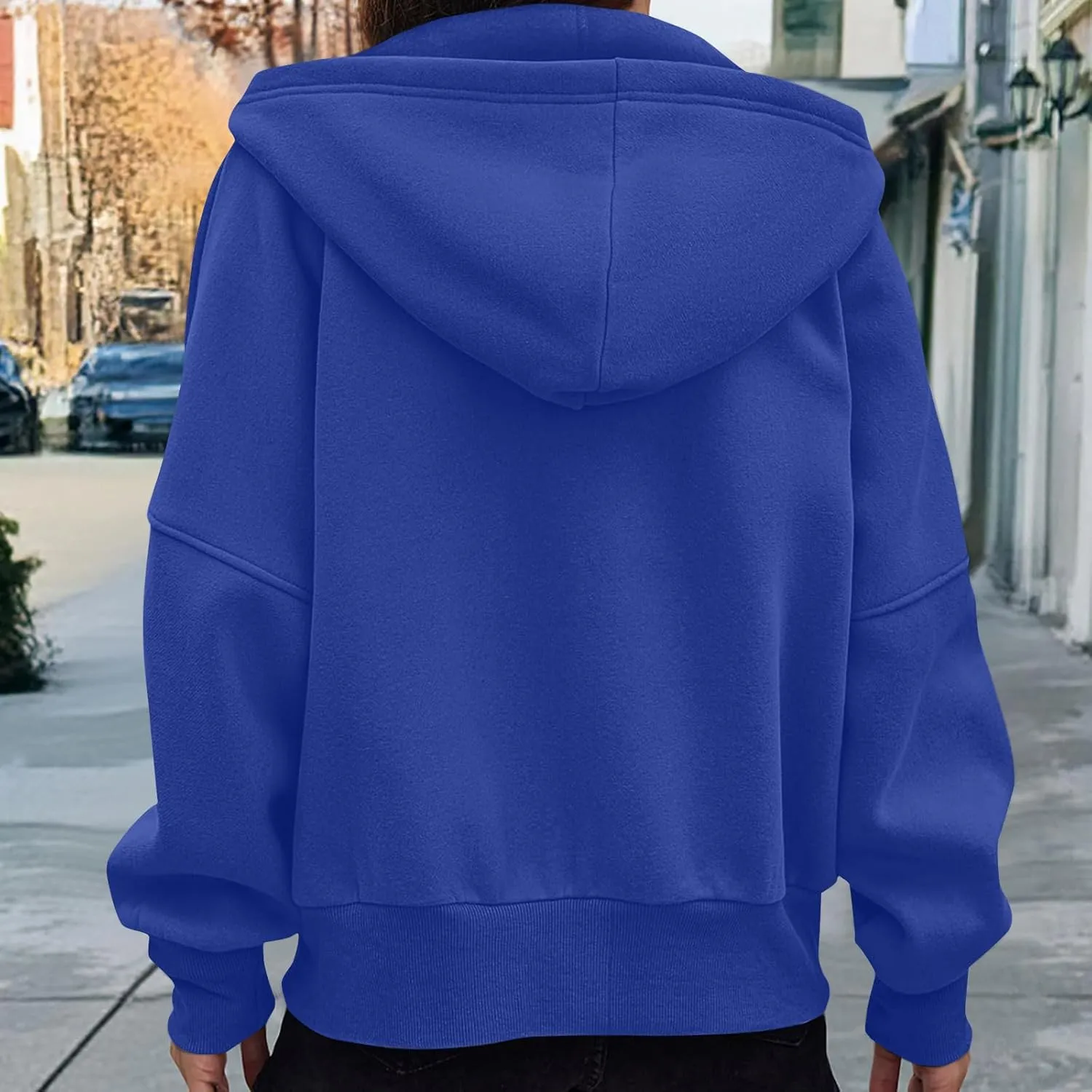 Womens Zip Up Hoodie Fleece Sweatshirt 2025 Fashion Long Sleeve Jacket with Pockets Loose Fit Casual Trendy