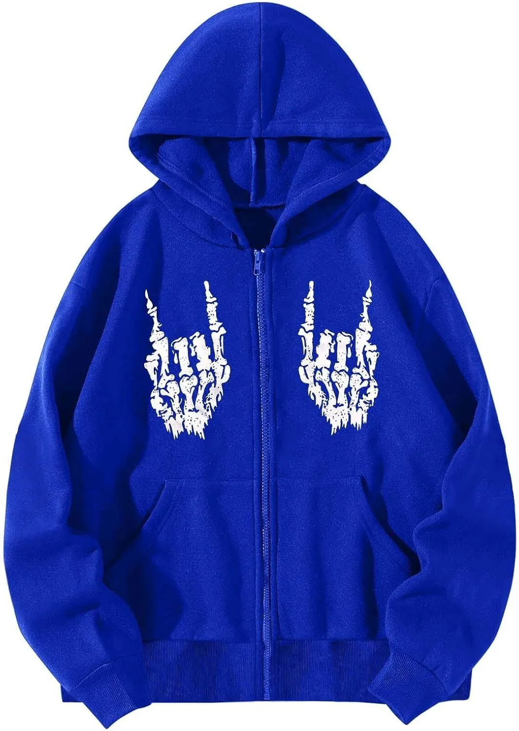 Y2K Hoodies for Women Full Zip Up Print Graphic Oversized Pockets Hooded Jacket 90s Long Sleeve Sweatshirt Halloween Fall