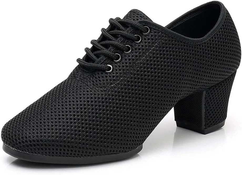YKXLM Women's Mesh Jazz Modern Split-Sole Dance Shoes for Ballroom,Model LPWY112