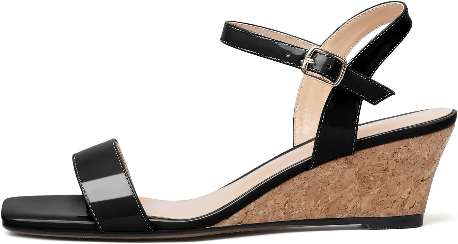 YODEKS Low Wedge Heel Sandals Women Summer Sandals Open Toe Pump Shoes for Evening Party Dress Casual