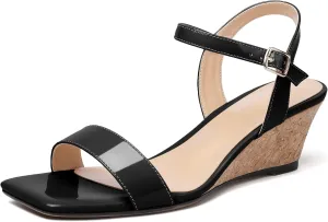 YODEKS Low Wedge Heel Sandals Women Summer Sandals Open Toe Pump Shoes for Evening Party Dress Casual