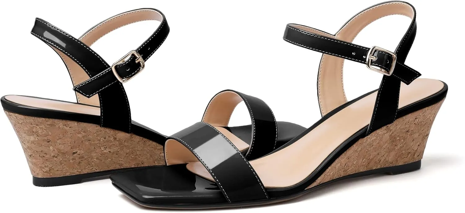 YODEKS Low Wedge Heel Sandals Women Summer Sandals Open Toe Pump Shoes for Evening Party Dress Casual