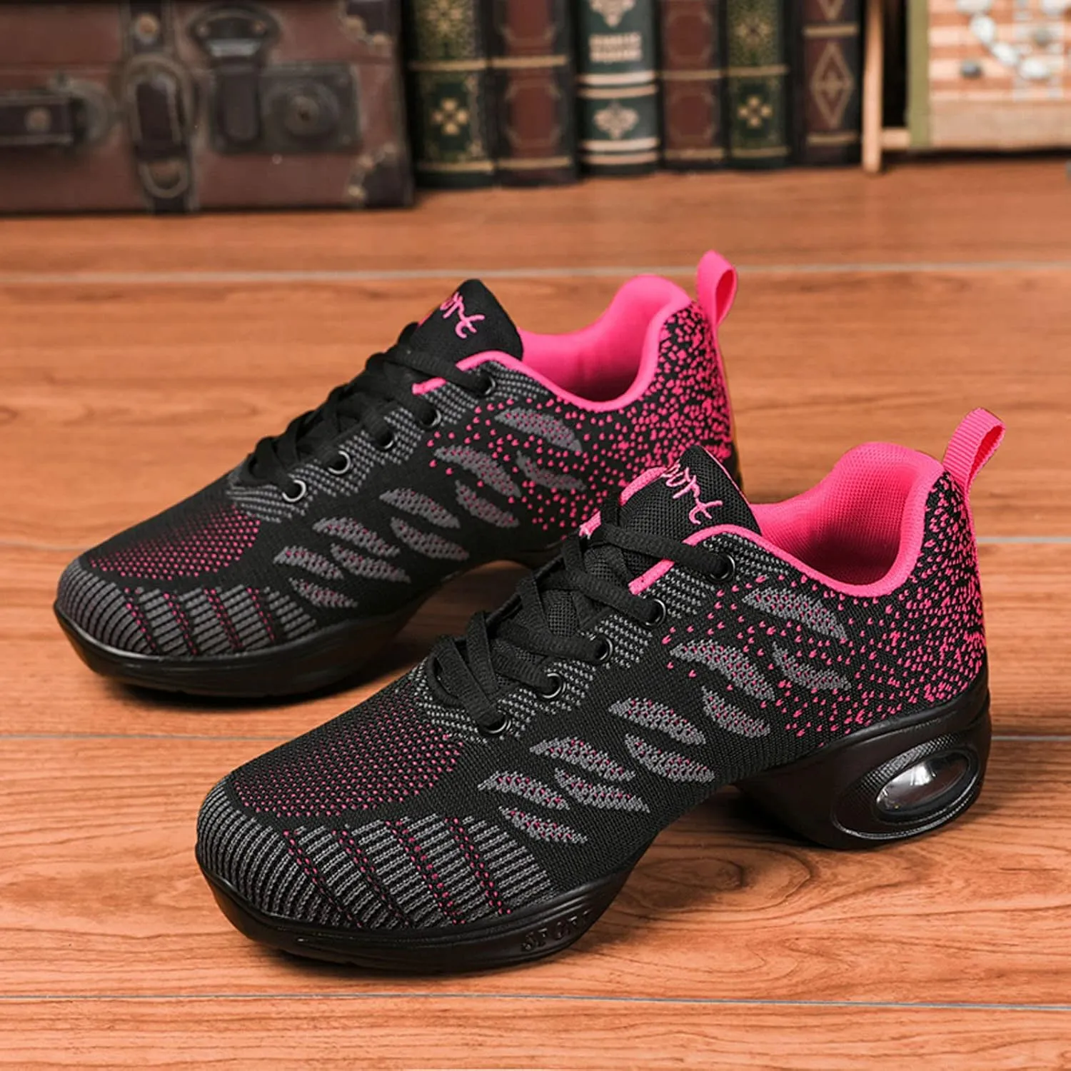 YUKTOPA Womens Dance Sneakers Jazz Shoes Lace-up Walking Shoes Lightweight Breathable Lady Platform Shoes