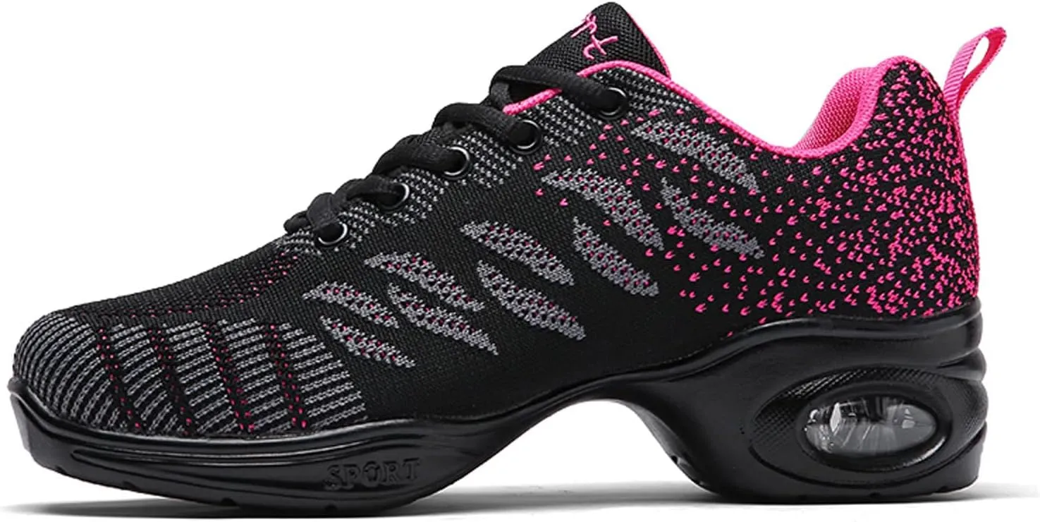 YUKTOPA Womens Dance Sneakers Jazz Shoes Lace-up Walking Shoes Lightweight Breathable Lady Platform Shoes