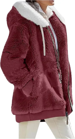 ZEFOTIM Winter Coats for Women Casual Fleece Jacket Warm Soft Outdoor Sherpa Lined Thick Coat Outwear with Pockets