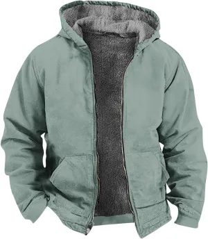 Zeiyignr Hoodies for Men Heavyweight Fleece Sweatshirt - Full Zip Up Thick Sherpa Lined Jackets Warm Winter Coat Windbreaker