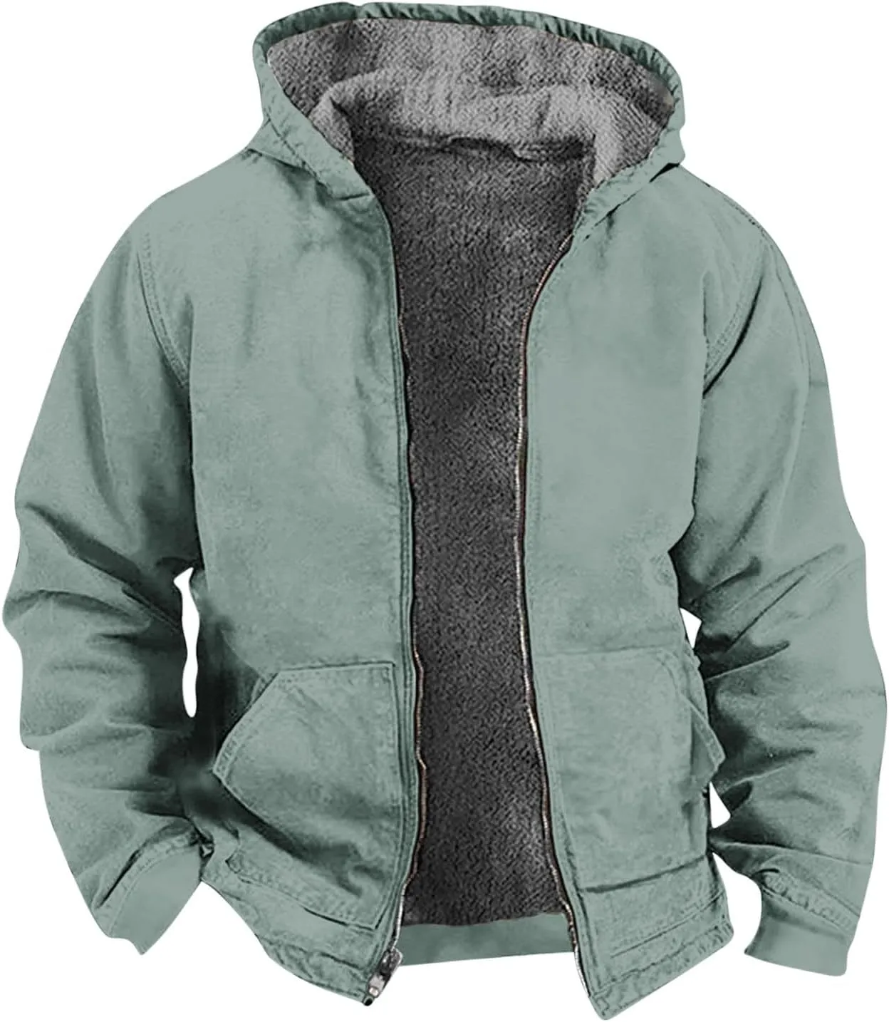 Zeiyignr Hoodies for Men Heavyweight Fleece Sweatshirt - Full Zip Up Thick Sherpa Lined Jackets Warm Winter Coat Windbreaker