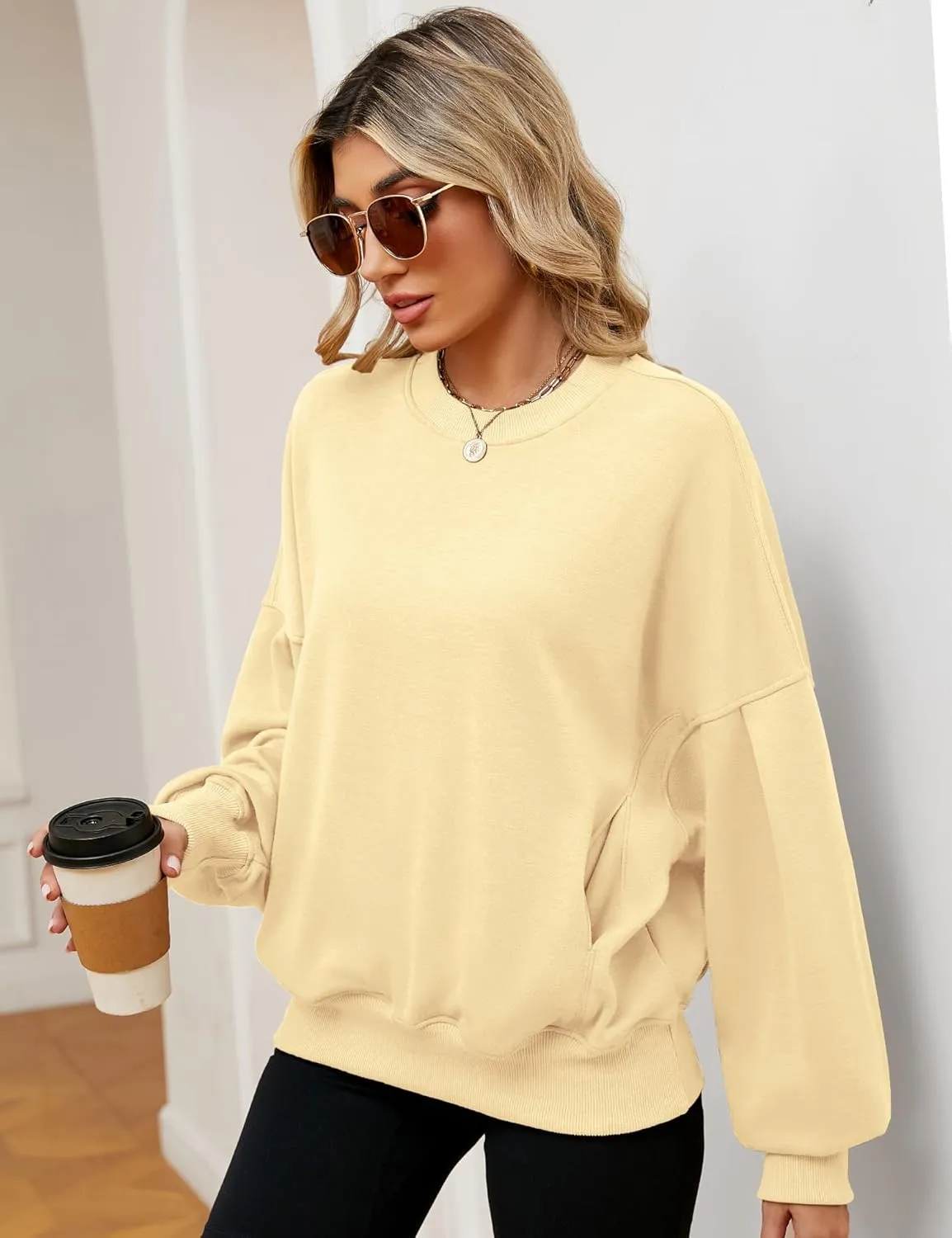 ZHENWEI Sweatshirts for Women Crewneck Pullover Sweaters with Pockets