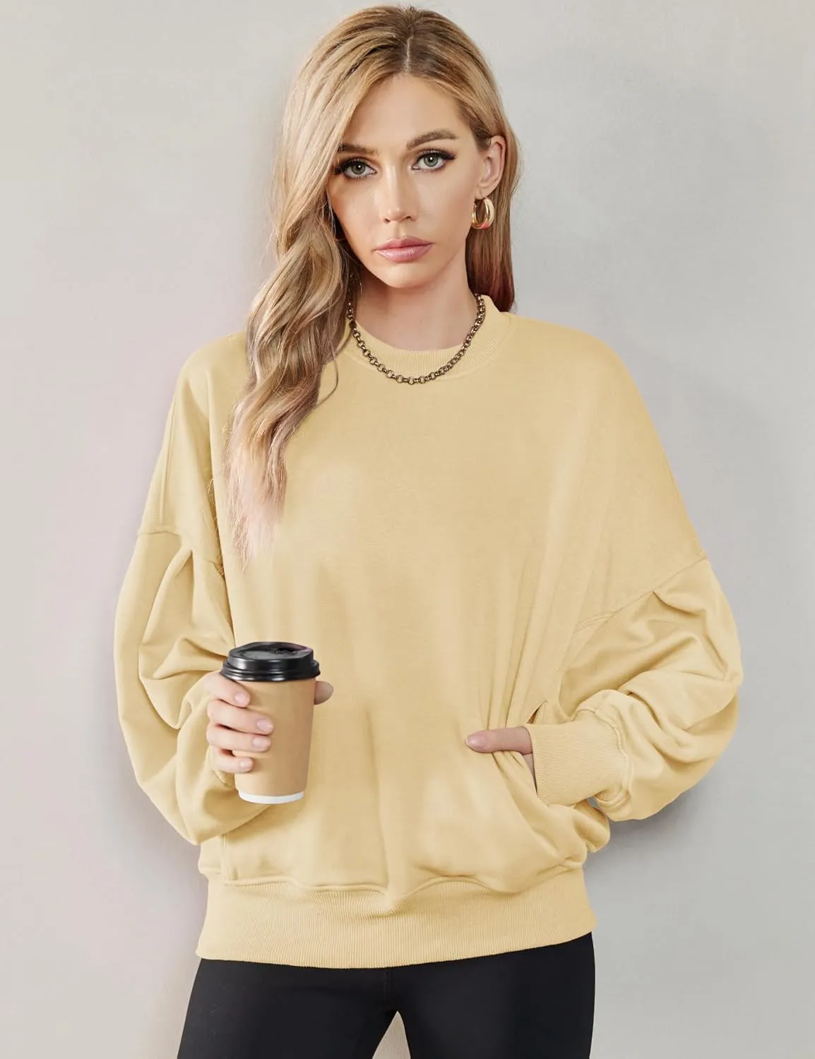 ZHENWEI Sweatshirts for Women Crewneck Pullover Sweaters with Pockets