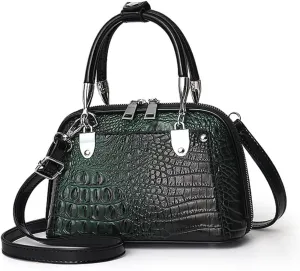 ZiMing Women Handbag Crocodile Embossed Purse Leather Satchel Bag Top Handle Bags Ladies Crossbody Shoulder Bag Medium Tote