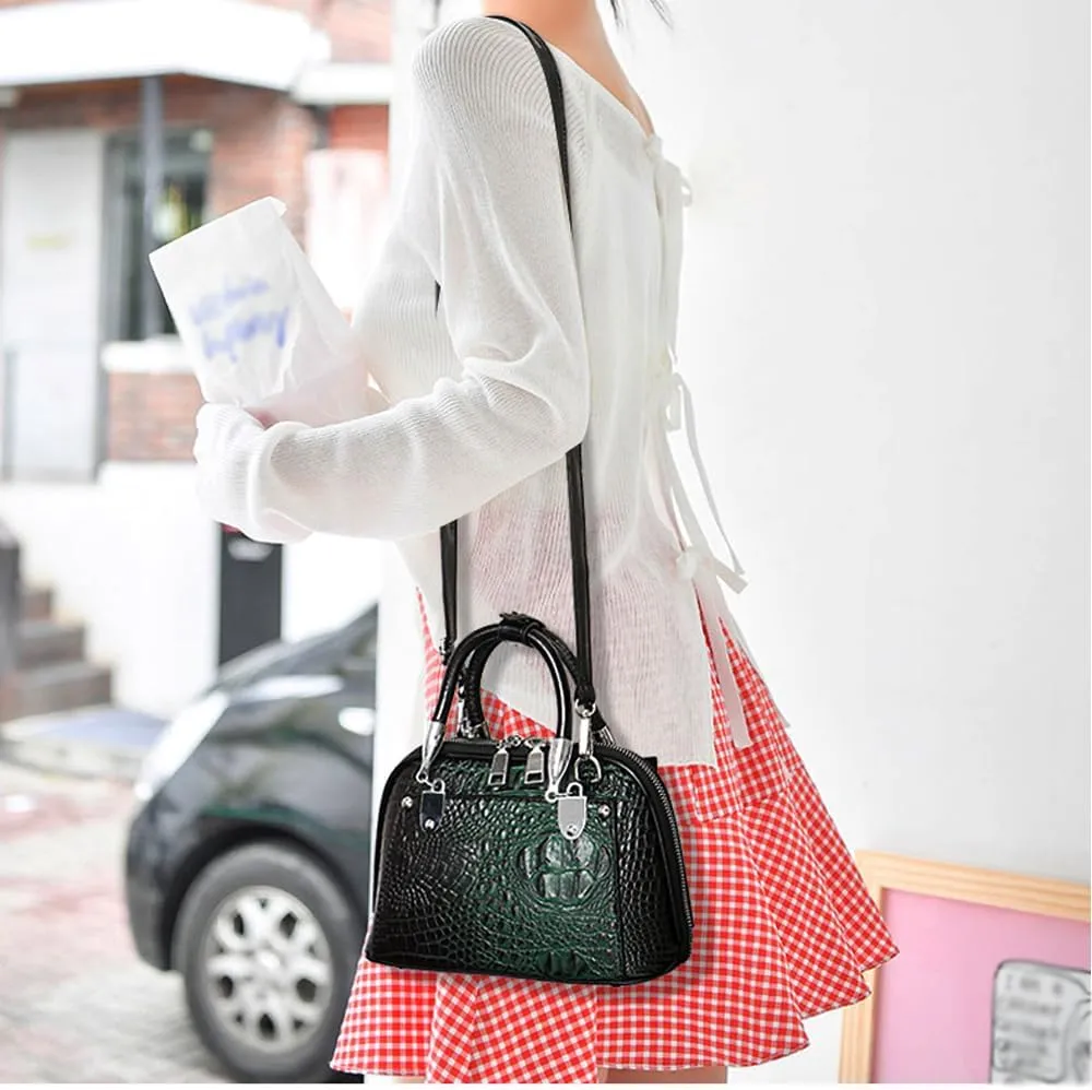 ZiMing Women Handbag Crocodile Embossed Purse Leather Satchel Bag Top Handle Bags Ladies Crossbody Shoulder Bag Medium Tote
