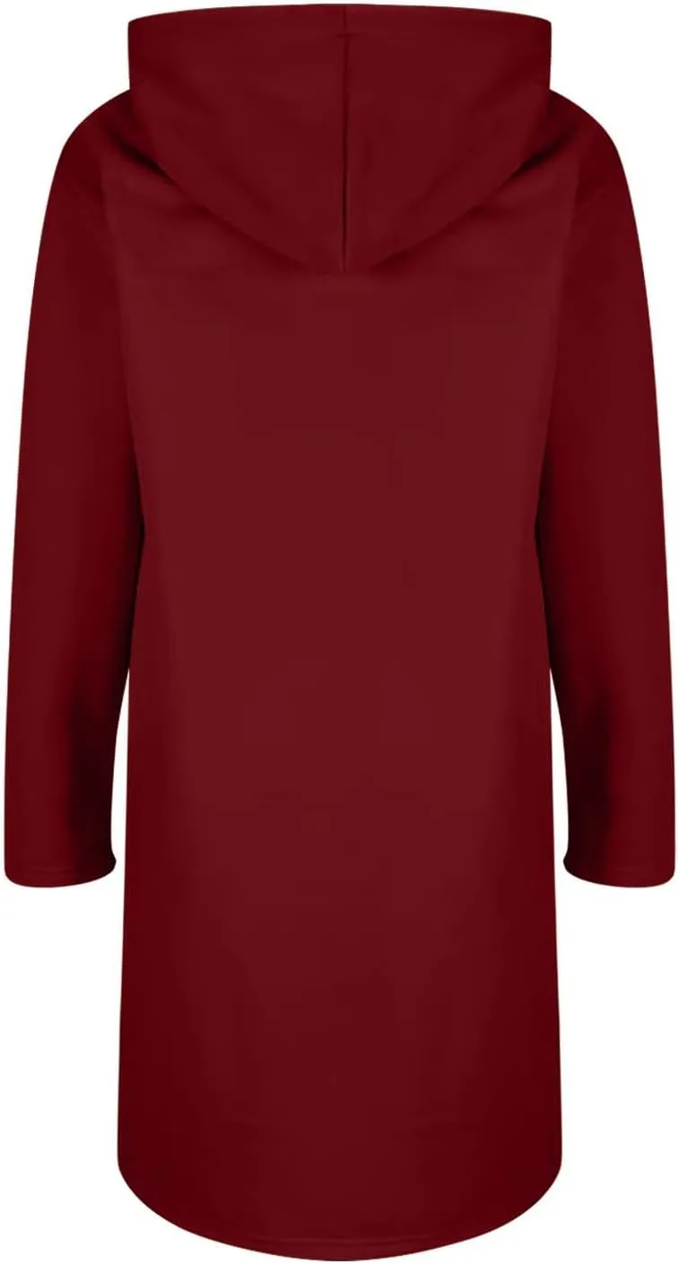 Zip Up Hoodies for Women Oversized Long Sleeve Sweatshirts Casual Fleece Hooded Coat Fall Long Jacket with Pockets